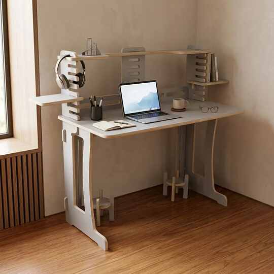 Bina Formica Wooden Desk 120 Cm – Grey Plywood - Gallery 1