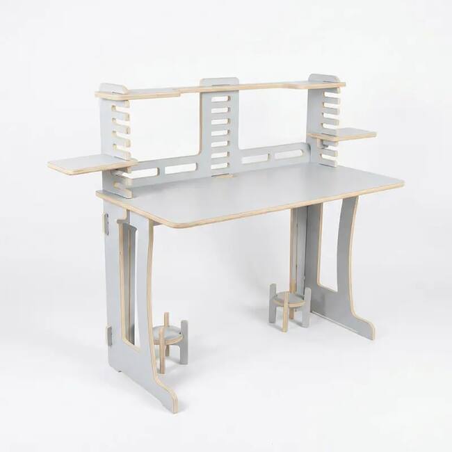 Bina Formica Wooden Desk 120 Cm – Grey Plywood - Gallery 2