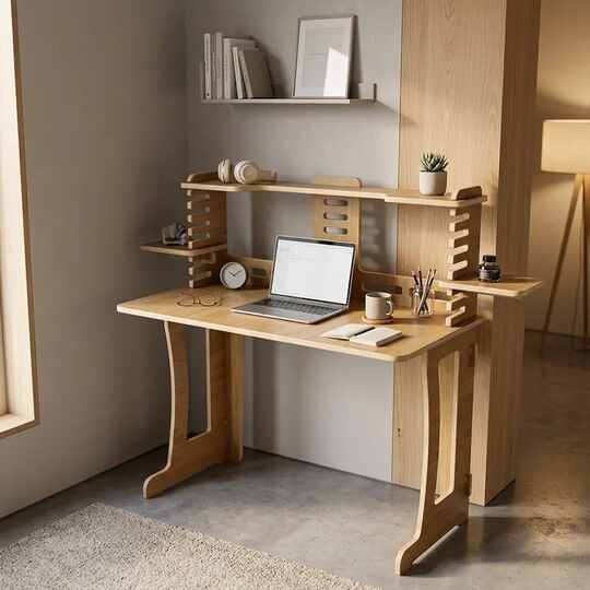 Bina Formica Wooden Desk 120 cm – Oak Plywood - Gallery 1