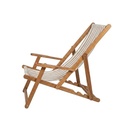 Remal Outdoor Lounge Chair – Iroko Wood Frame with Beige Striped Fabric - Gallery 2