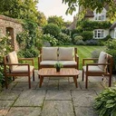 Grass Sofa Set ( iroko Wood - Beige Upholstery) - Gallery 7