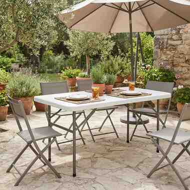 Indoor/Outdoor rectangular Folding Table 183cm, White - Gallery 1