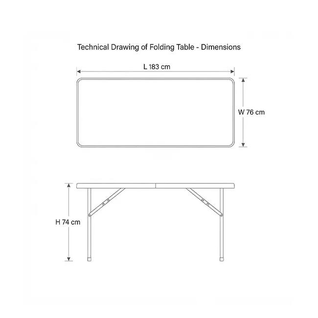 Indoor/Outdoor rectangular Folding Table 183cm, White - Gallery 2