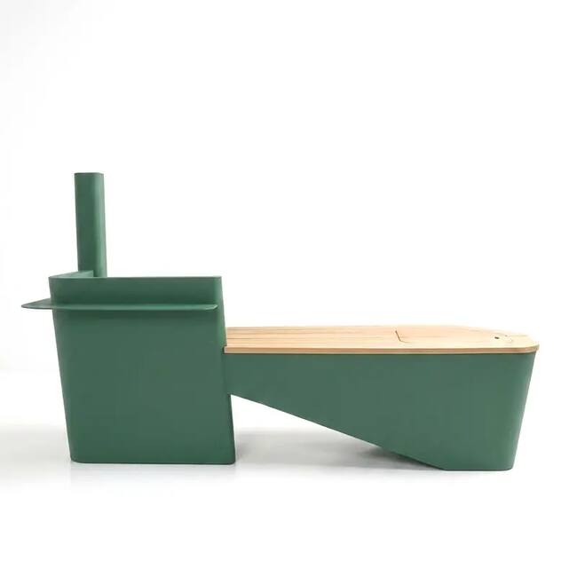 Segments Outdoor Bench 120 cm – Aluminum & Iroko Wood - Gallery 1