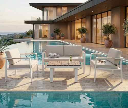 Lenco Outdoor Set The Elegance of Aluminum and the Charm of Dark Wood - Gallery 1