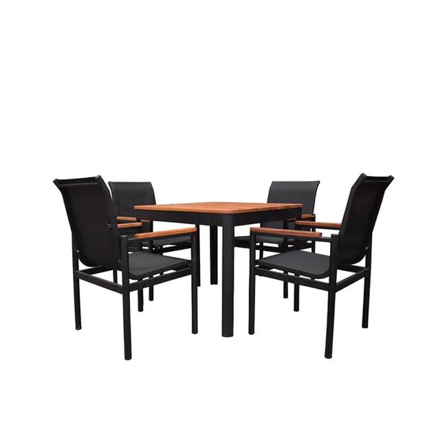 Marbella Square Table - Black and Iroko 90cm - Gallery 1