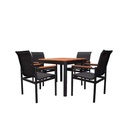Marbella Square Table - Black and Iroko 90cm - Gallery 1