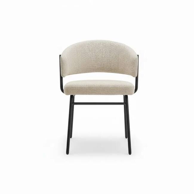 Roberto Dining Chair, Black Metal Frame with Grey Upholstery - Gallery 2