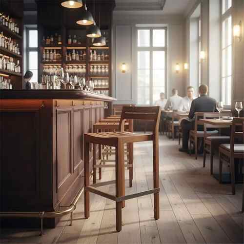 Robot bar chairReboot Iroko Bar Stool – The Natural Wood Durability for Outdoor Use - Gallery 1