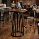 Miana Bar Table – Iron and Natural Iroko Wood - Gallery 1
