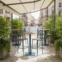 Blue Iron Bar Table x Iroko 70cm*105cm - Gallery 1