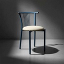 Dark blue iron chair with a beige base - Gallery 1