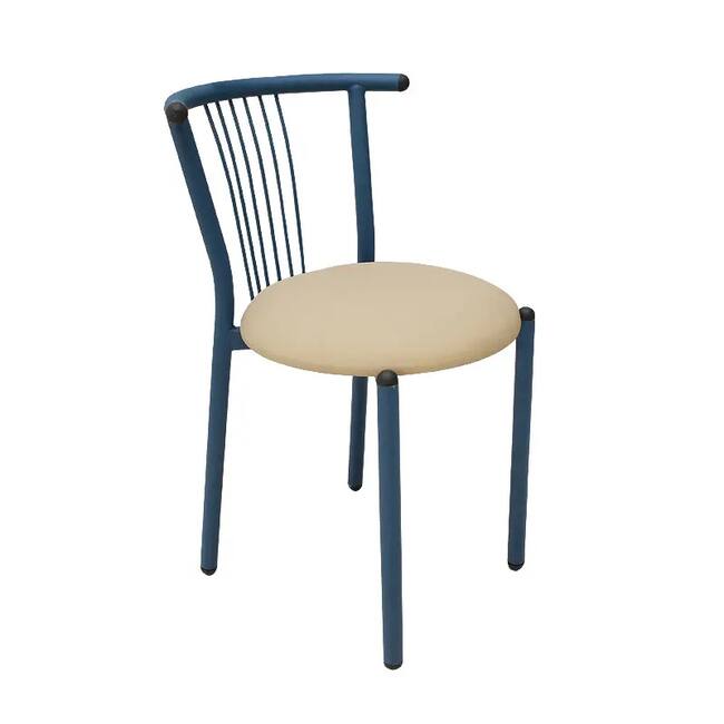Dark blue iron chair with a beige base - Gallery 2