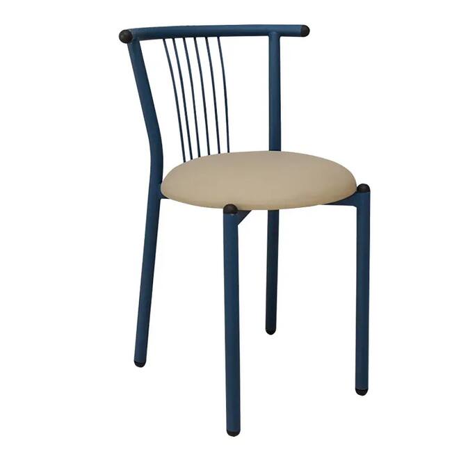 Dark blue iron chair with a beige base - Gallery 3