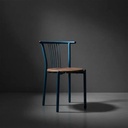 Dark blue iron chair with a wooden base - Gallery 1