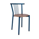 Dark blue iron chair with a wooden base - Gallery 3