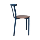 Dark blue iron chair with a wooden base - Gallery 4