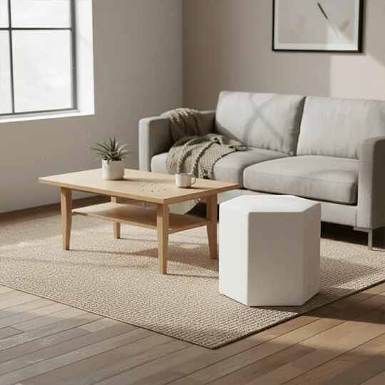 Modern Hexagonal Pouf - White - Gallery 1