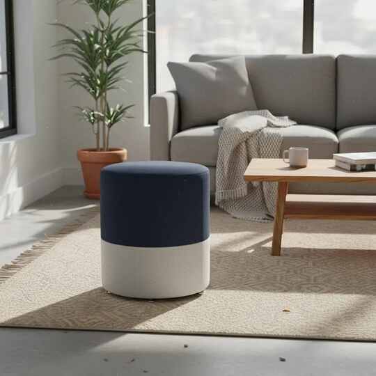 Modern Gray x Blue Pouf - Gallery 1