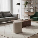 Modern Upholstered round Gray Pouf - Gallery 1