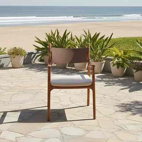 Segments Dining Armchair – Ouroko Wood & Genuine Leather - Gallery 1