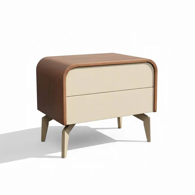 Maroon- Oak Veneer Nightstand (60 cm) - Gallery 1
