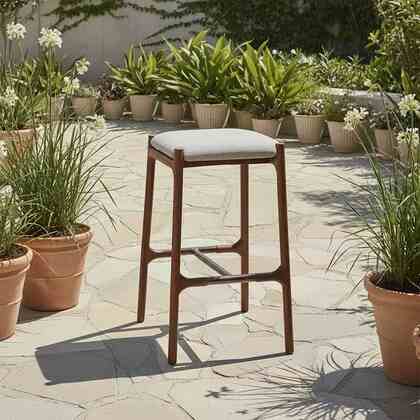 Segments Bar Stool – Backless (Iroko Wood) - Gallery 1