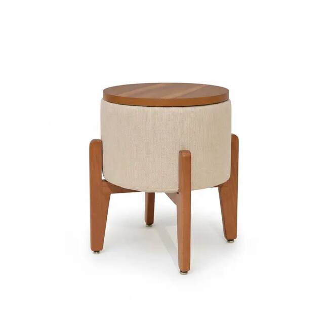 Modern Round Beige Pouf - Gallery 1