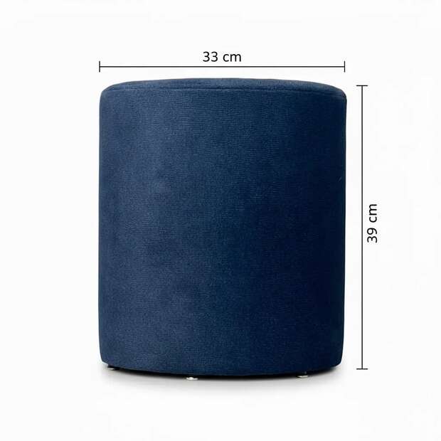Modern Round Navy Blue Pouf - Gallery 1