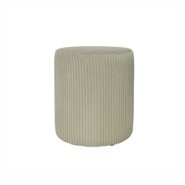 Modern Upholstered Round ribbed pistachio pouf - Gallery 1