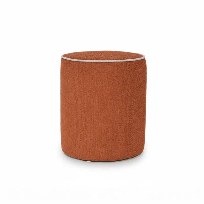Modern Upholstered round orange Pouf - Gallery 1