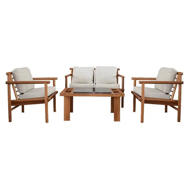 Emilia iroko outdoor set with upholstery - Gallery 1