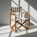 Benjamin Iroko Director's Chair - Beige Striped Fabric - Gallery 1