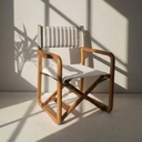 Benjamin Iroko Director's Chair | Gray Striped Fabric - Gallery 1