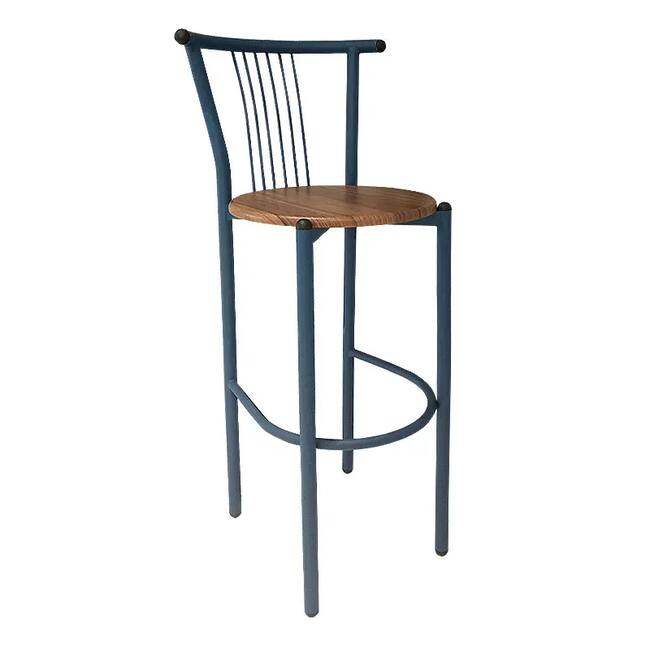 BarStool Dark Blue base Pvc wood or Leather - Gallery 1