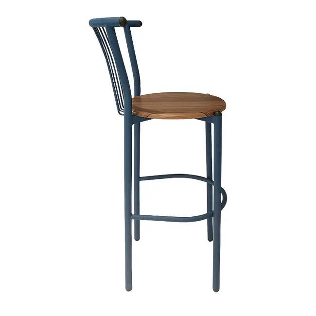 BarStool Dark Blue base Pvc wood or Leather - Gallery 3