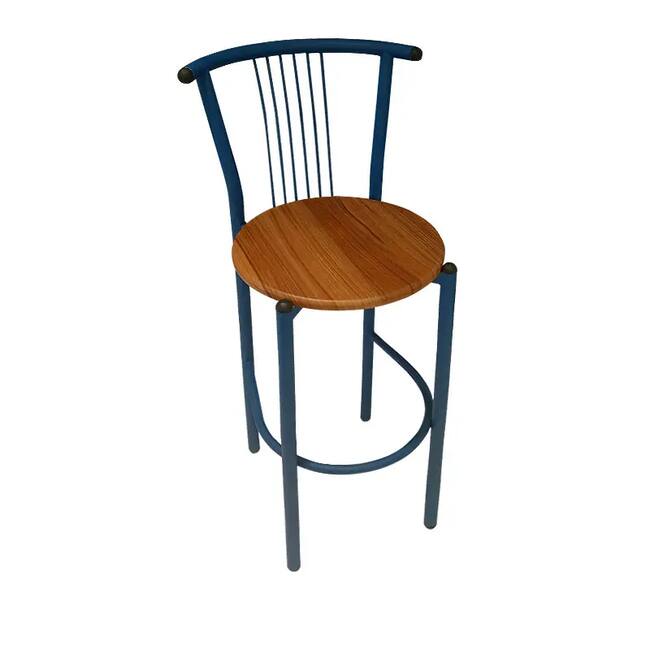 BarStool Dark Blue base Pvc wood or Leather - Gallery 4