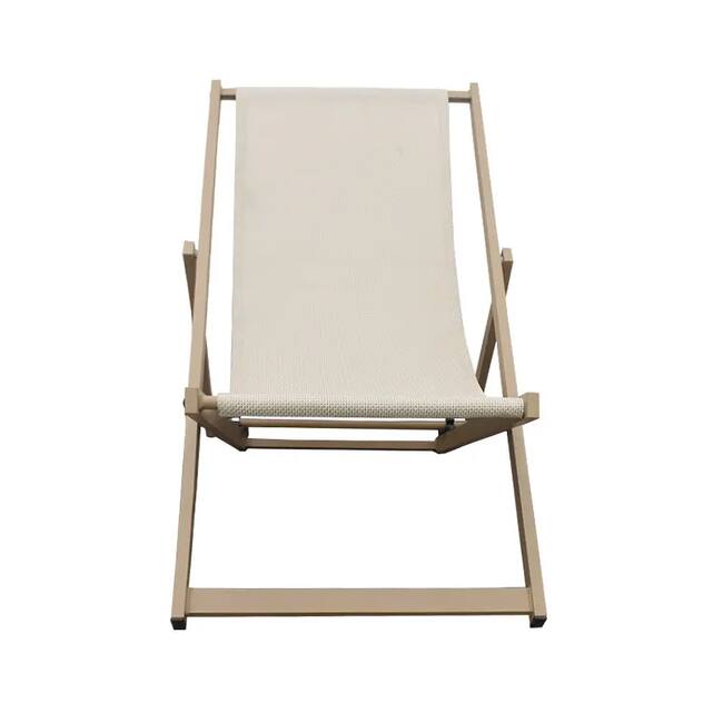 RENO Foldable Aluminum Deckchair, Beige - Gallery 1