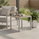 Square Aluminum Coffee Table, Gray x iroko Wood - Gallery 1