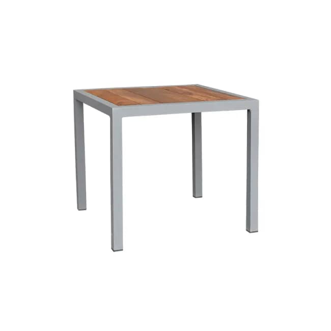 Square Aluminum Coffee Table, Gray x iroko Wood - Gallery 2