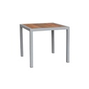 Square Aluminum Coffee Table, Gray x iroko Wood - Gallery 2