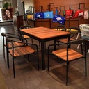 Marbella table, black steel frame, iroko wood top 140Cm - Gallery 1