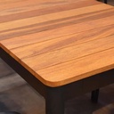 Marbella table, black steel frame, iroko wood top 140Cm - Gallery 2