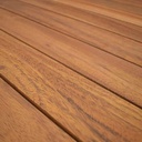Marbella table, black steel frame, iroko wood top 80Cm - Gallery 1