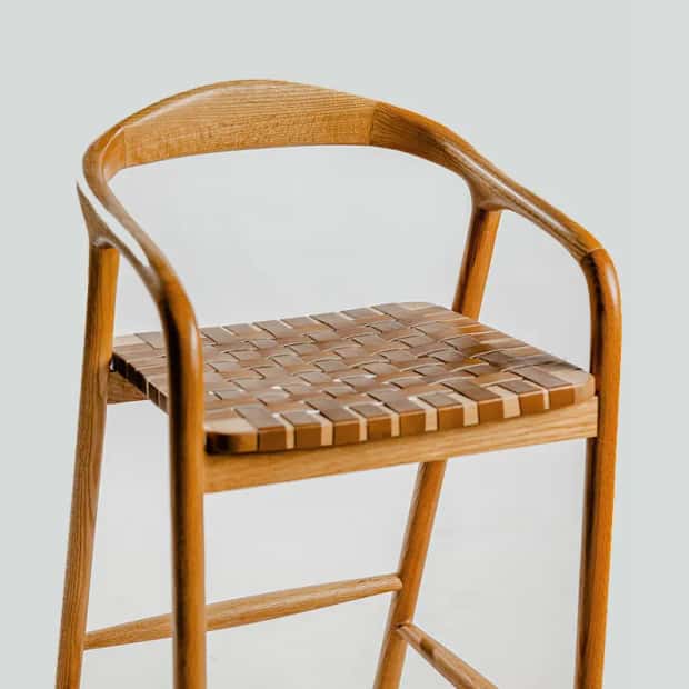 North Outdoor Barstool with Footrest and Armrest - Gallery 1