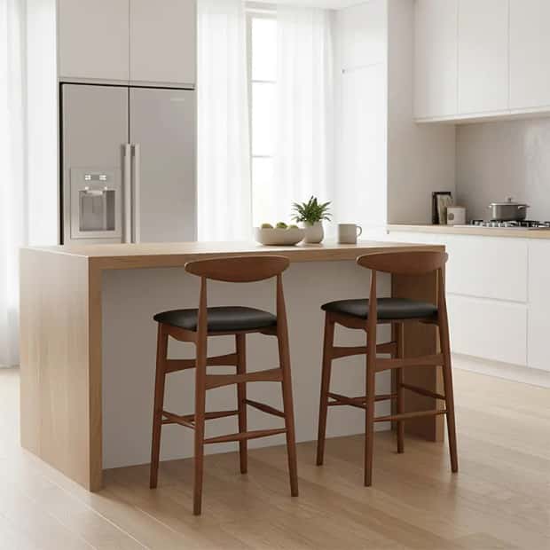 TEKA Barstool Wood in leather - Gallery 3