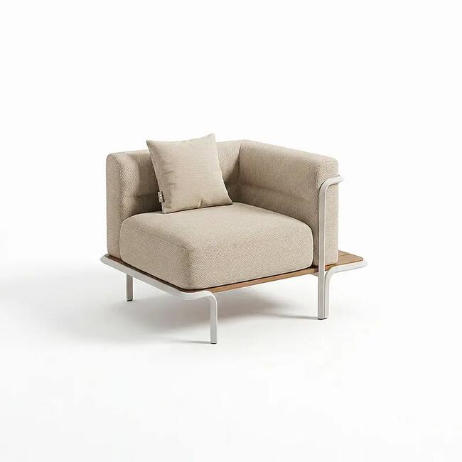 Uno set Outdoor Sofa – Aluminum with Iroko Wood and Outdoor Upholstery