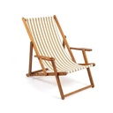 Remal Outdoor Lounge Chair – Iroko Wood Frame with Beige Striped Fabric