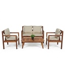 Grass Sofa Set ( iroko Wood - Beige Upholstery)