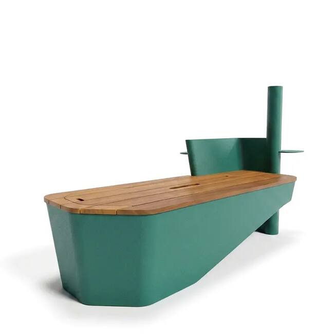 Segments Outdoor Bench 120 cm – Aluminum & Iroko Wood